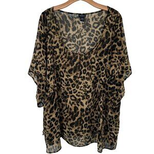 Torrid Women's semi Sheer Leopard Print Top Size 3X plus Animal Blouse